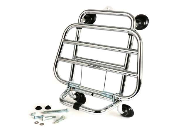 Front Rack, Fold Down Piaggio  Chrome