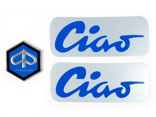 Lettering Set Frame Ciao Aluminium, Black/blue Piaggio Ciao