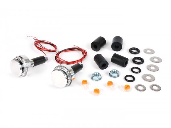 Indicator Set Motogadget Handlebar Turn Signals M.blaze Disc  Polished Aluminium  Clear Glass