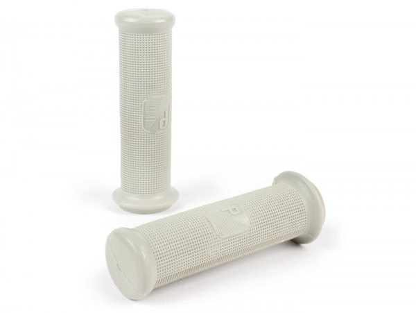 Pair Of Grips Vespa Ø=24mm, L=125mm, Piaggio Rectangular Logo  Grey