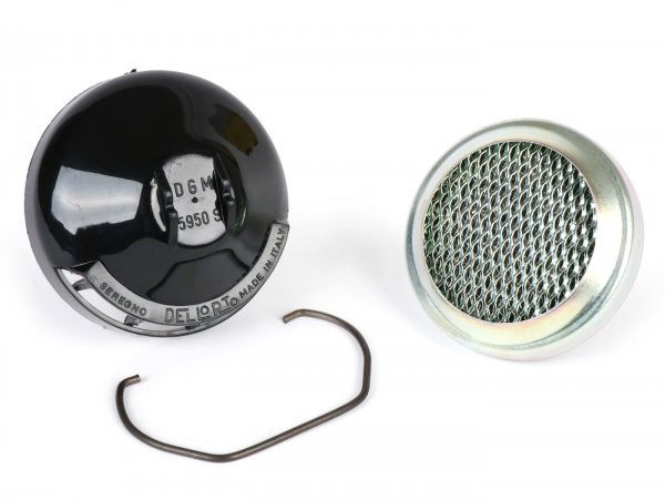 Air Filter Complete Dellorto, Round Ø56mm, For Sha14 Piaggio Ciao  Incl. Plastic Cap And Wire Bracket