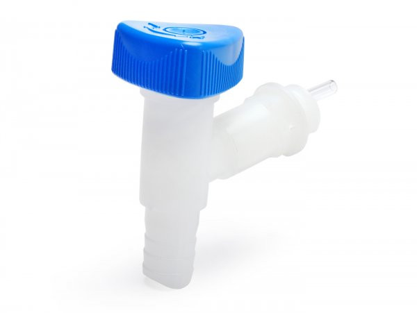 Ablasshahn Voor Wasserkanister Weithals -hÜnersdorff, Profi- 22mm DRaad, Natur (transparant) Met Blauwwem DRehgriff