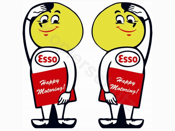 Sticker -2x 80 X 38mm- ?esso Happy Motoring?