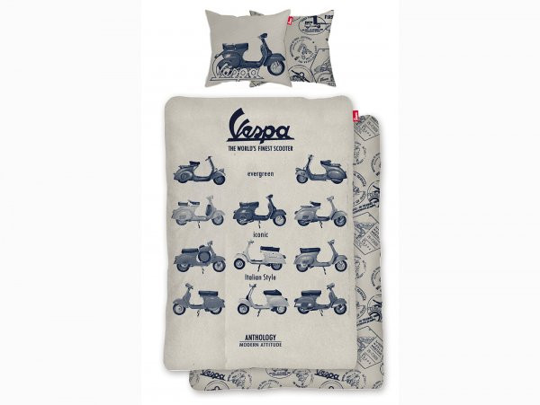 Bettwäsche -vespa The World's Finest Scooter- Größe: 135x200cm / 80x80cm, Beige, 100% Baumwolle
