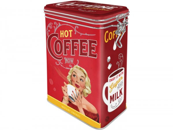 Kaffeedose, Aromadose -nostalgic Art- "hot Coffee Now" - 7.5x11x17.5cm (1.3l)