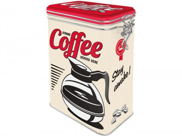 Kaffeedose, Aromadose -nostalgic Art- "strong Coffee Served Here" - 7.5x11x17.5cm (1.3l)
