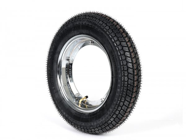 Komplettrad (Band Fahrbereit naar Velg Montiert) BGM Classic, Vespa Lang frame Px, Sprint, Rally, Gt, Gtr, Ts, T4, Lml Star/stella  Chroom