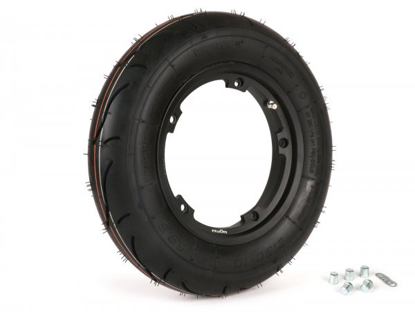 Komplettrad (band Fahrbereit Naar Velg Montiert) -BGM Sport, Slanglos, Vespa Lang Frame Px, Sprint, Rally, Gt, Gtr, Ts, T4, Lml Star/stella- 3.50 - 10 Velg Tl 59s (reinforced) - Velg 2.10-10 Zwart