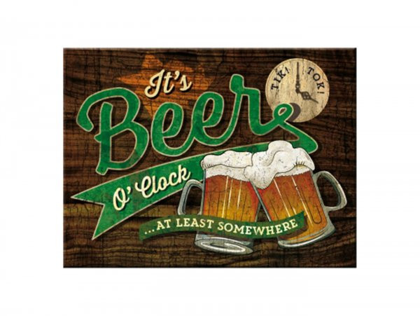 Magneet -nostalgic Art- "beer O'clock Glasses" - 6x8cm