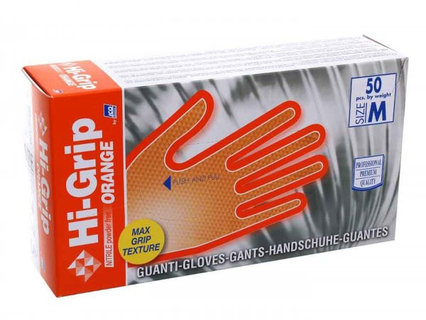 Mechaniker Handschoenen -hi-grip Nitril Extra Stark- Orange - 50 Stuks - M