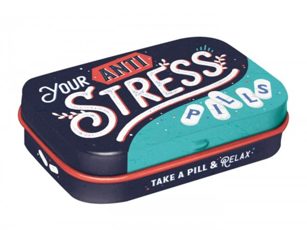 Pillendose -nostalgic Art- "anti Stress Pills" - 4x6x2cm