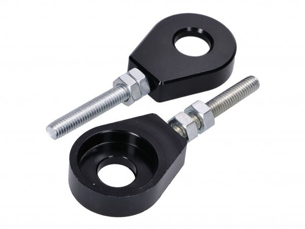 Radspanner / Kettenspanner Set -101 OCTANE- Aluminium zwart geanodiseerd 12mm