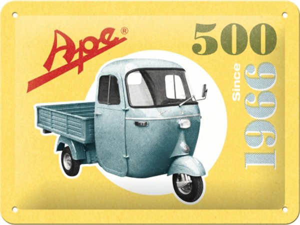 Reklameschild -Nostalgic Art- Ape "Ape 500 Since 1966", 15x20cm