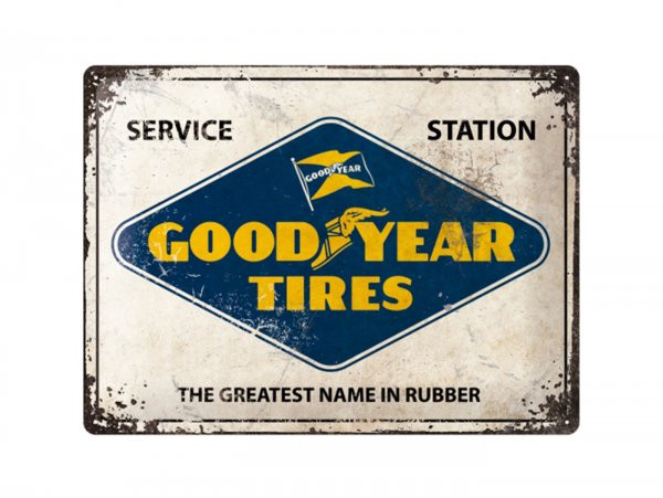 Reklameschild -nostalgic Art- "goodyear - Logo White", 30x40cm