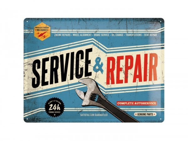 Reklameschild -Nostalgic Art- "Service & Repair", 30x40cm