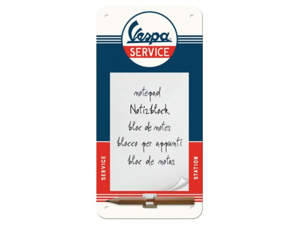 Reklameschild Met Notitieblok -nostalgic Art- Vespa "service", 10x20cm