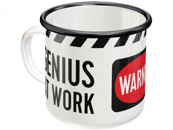 Tasse - Emaille-becher -nostalgic Art- "genius At Work", Ø=8cm X 8cm, 360ml