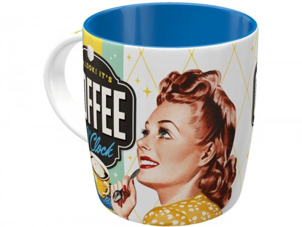 Tasse - Kaffeebecher -Nostalgic Art- "Coffee O' Clock", Ø=85mm x 90mm, 340ml