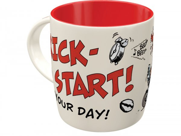 Tasse - Kaffeebecher -Nostalgic Art- "Kick-Start Your Day!", Ø=85mm x 90mm, 340ml