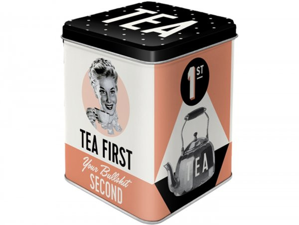 Teedose -nostalgic Art- "tea First", 7,5 × 7,5× 9,5cm