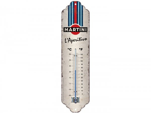Thermometer -nostalgic Art- "martini - L'aperitivo Racing Stripes", 65x280mm