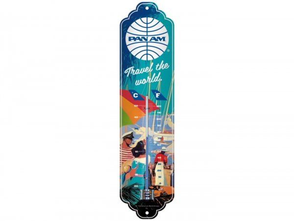 Thermometer -nostalgic Art- "pan Op - Travel The World Seaside", 65x280mm