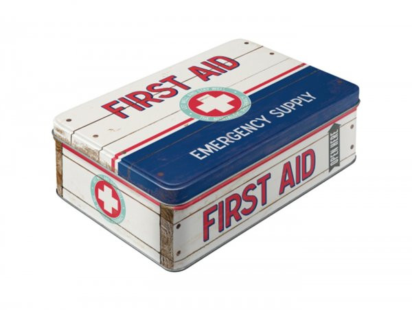 Vorratsdose, Vlak -nostalgic Art- "first Aid Blue - Emergency Supply" - 23x16x7cm (2.5l)