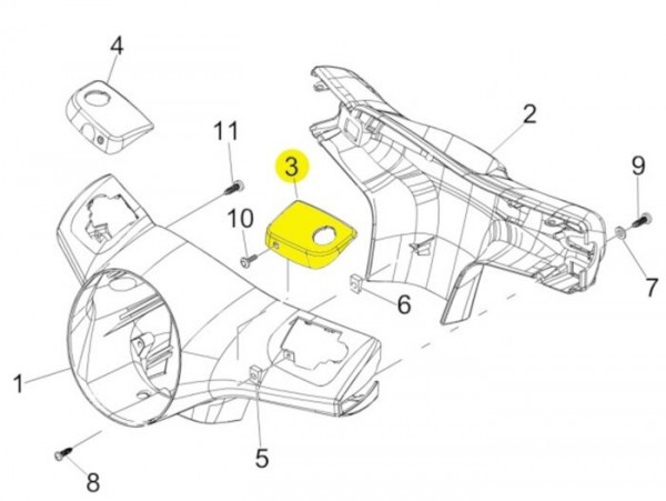 Afdekking Bremspumpe, Links piaggio, Ongespoten (Vespa Modern)