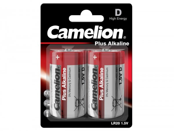 Battery Mono Camelion Plus Alkaline, D Cell, Lr20, 1.5 V 2 Pcs