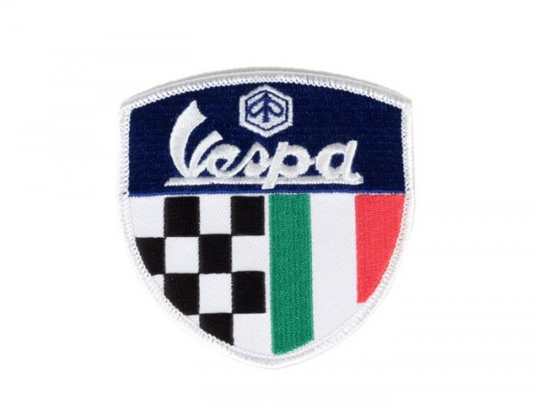 Patch Piaggio Vespa Blue (tricolore+checked Pattern) 75x75mm