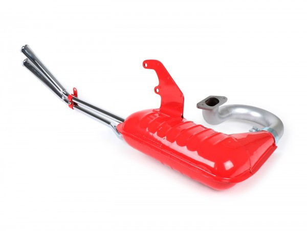 Uitlaat Casa Lambretta Clubman, Twin Megaphone Lambretta Serie 13  Rood