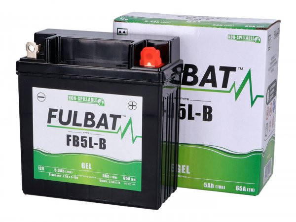 Battery (gel), Maintenancefree Fulbat Fb5lb, 12n53b (replaces 12n5.53b), 12v, 5ah (replaces 5.5ah) 120x60x130mm