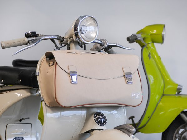 Leg Shield Bag, Leather, Outside, Beige M&r, Made In Italy