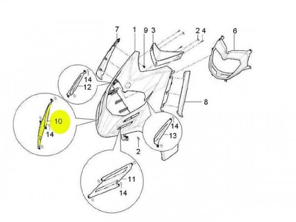 Cover For Lower Legshield Louvre Rhs Piaggio