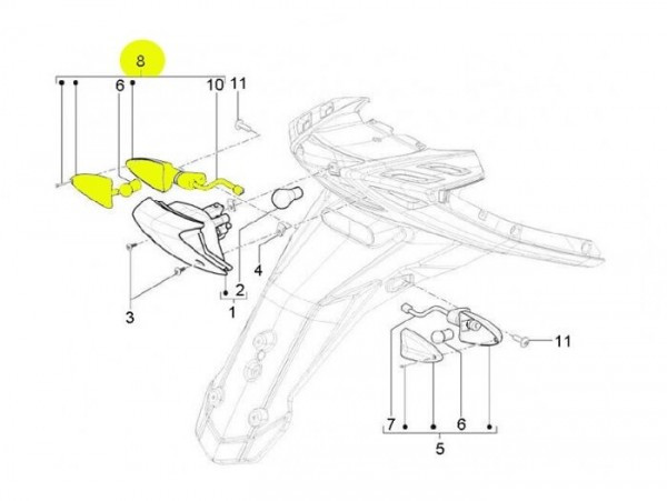 Indicator Piaggio  Rear Lhs