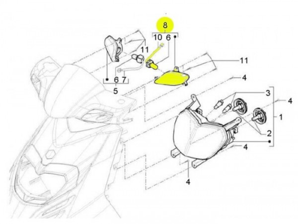 Indicator Piaggio  Front Lhs