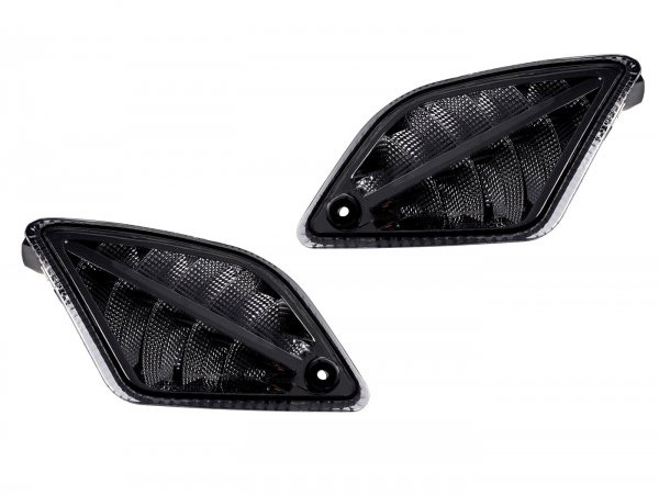 Pair Of Rear Indicators Moto Nostra 2k22 (2019-2022) Dynamic Led Sequential Light, With Position Light (emark) Vespa Gts 125300 Hpe (2019-2022)  Smoked