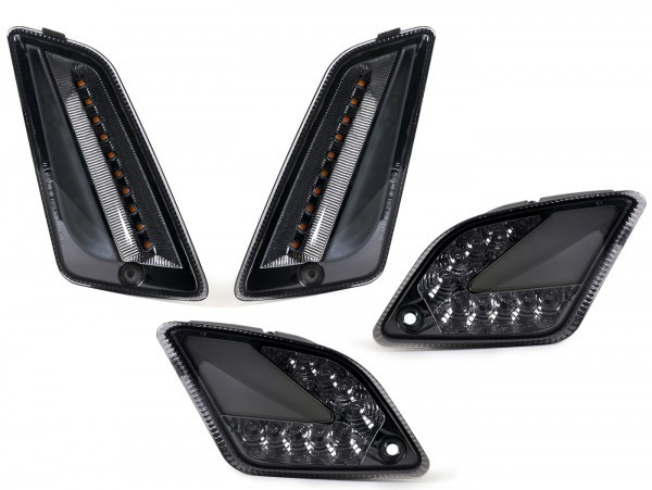 Indicator Set Front + Rear Moto Nostra (2014-2018) Dynamic Led Sequential Light, Front With Day Time Running Light And Rear With Position Light (emark)  Smoked