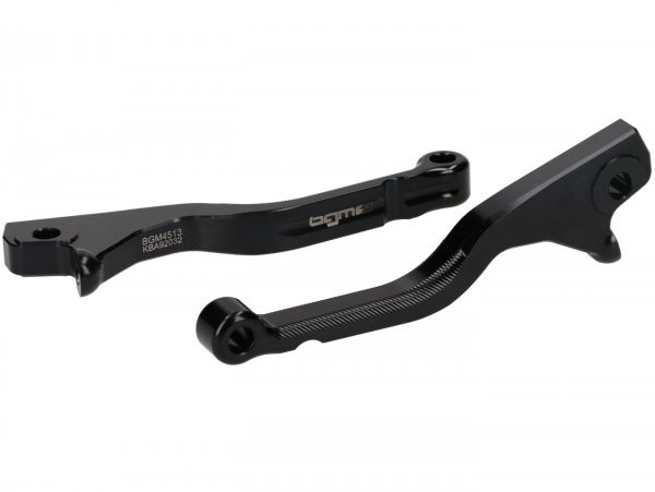 Pair Of Brake Levers BGM Pro Sport, Long (130mm) Vespa Gts 125300  (yoc 2023  With Nissin Brake System) Glossy Black  Abe