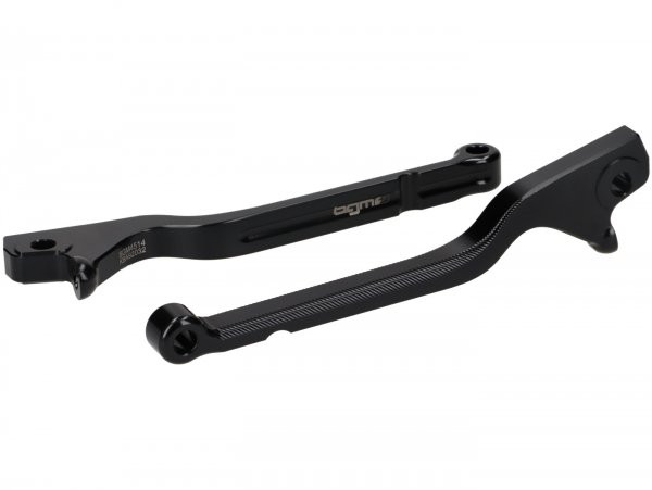 Pair Of Brake Levers BGM Pro Sport, Long (165mm), Short Reach  Vespa Gts 125300  (yoc 2023  With Nissin Brake System) Glossy Black  Abe