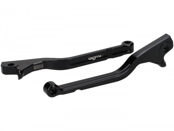 Pair Of Brake Levers BGM Pro Sport, Long (165mm) Vespa Gts 125300  (yoc 2023  With Nissin Brake System) Glossy Black  Abe
