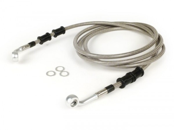 Remleiding Achter Voor Bremstang Brembo P32g, P34g, Frando Spiegler Leitung: Rvs (transparant), Fitting: Aluminium (silbern)
