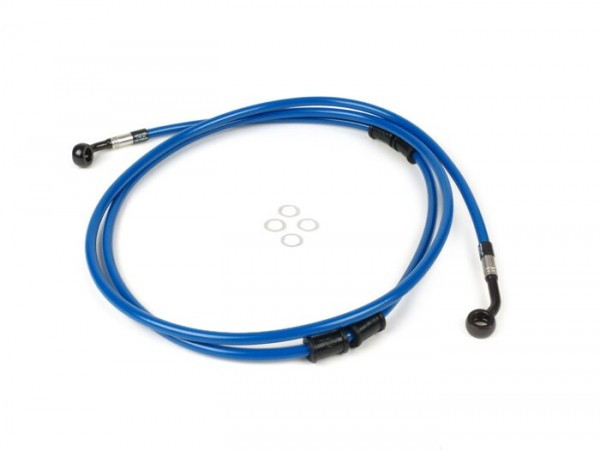 Brake Hose, Rear, For Genuine Brake Caliper Spiegler Hose: Stainless Steel (blue), Fitting: Aluminium (black)