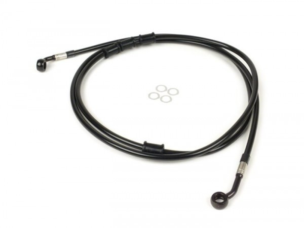 Brake Hose, Rear, For Genuine Brake Caliper Spiegler Hose: Stainless Steel (black), Fitting: Aluminium (black)