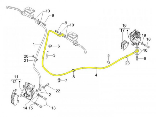 Remleiding achter piaggio (Vespa Modern)
