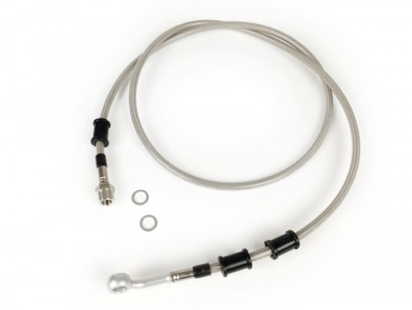 Remleiding Achter Voor Bremstang Brembo P32g, P34g, Frando Spiegler Leitung: Rvs (transparant), Fitting: Aluminium (silbern)