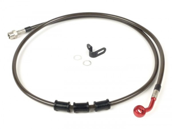 Remleiding Achter Voor Originele Bremstang Spiegler Leitung: Rvs (carbon), Fitting: Aluminium (rood)