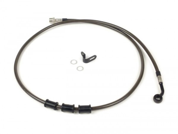 Remleiding achter voor Originele BremsTang spiegler Leitung: RVS (carbon), Fitting: Aluminium (zwart)