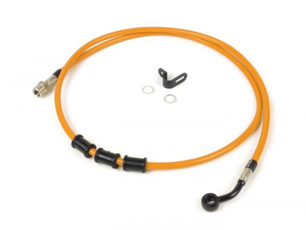 Remleiding Achter Voor Originele Bremstang Spiegler Leitung: Rvs (orange), Fitting: Aluminium (zwart)