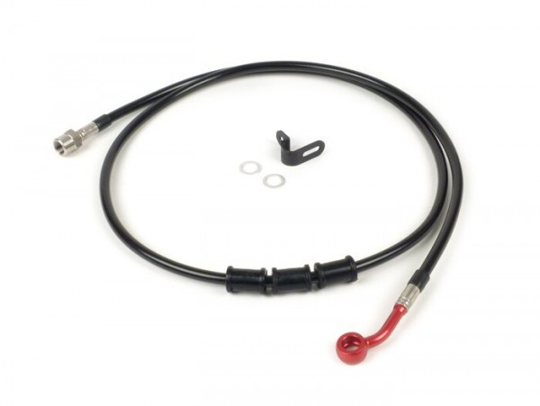 Remleiding Achter Voor Originele Bremstang Spiegler Leitung: Rvs (zwart), Fitting: Aluminium (rood)